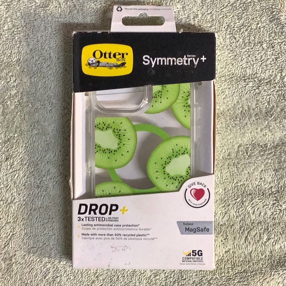 OtterBox Symmetry Apple iPhone 13 Pro Mag Safe Clear Case Kiwi Design-NIB